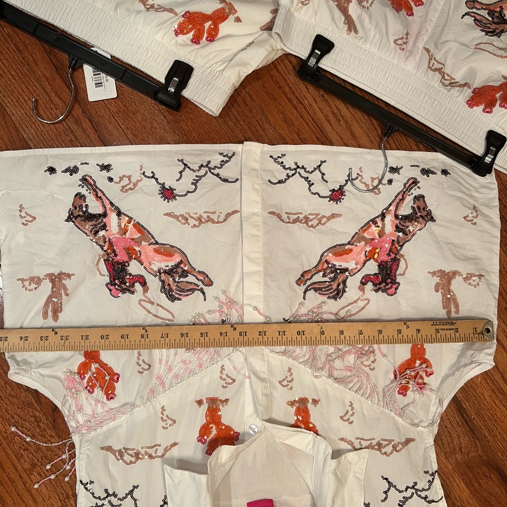 QUEEN OF SPARKLES RODEO - Bucking Cowgirl SEQUIN Set in White and Pink - Picture 3 of 9